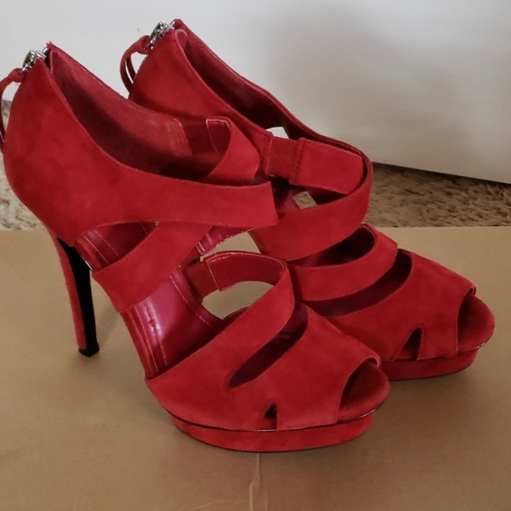 BCBG suede red heels size 7